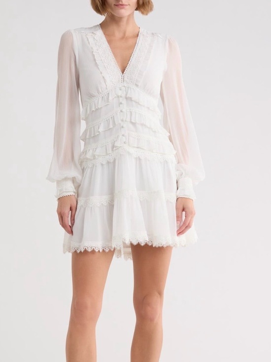 All Saints Dresses & Skirts - AllSaints Zaphia Long Sleeve Babydoll Minidress in White